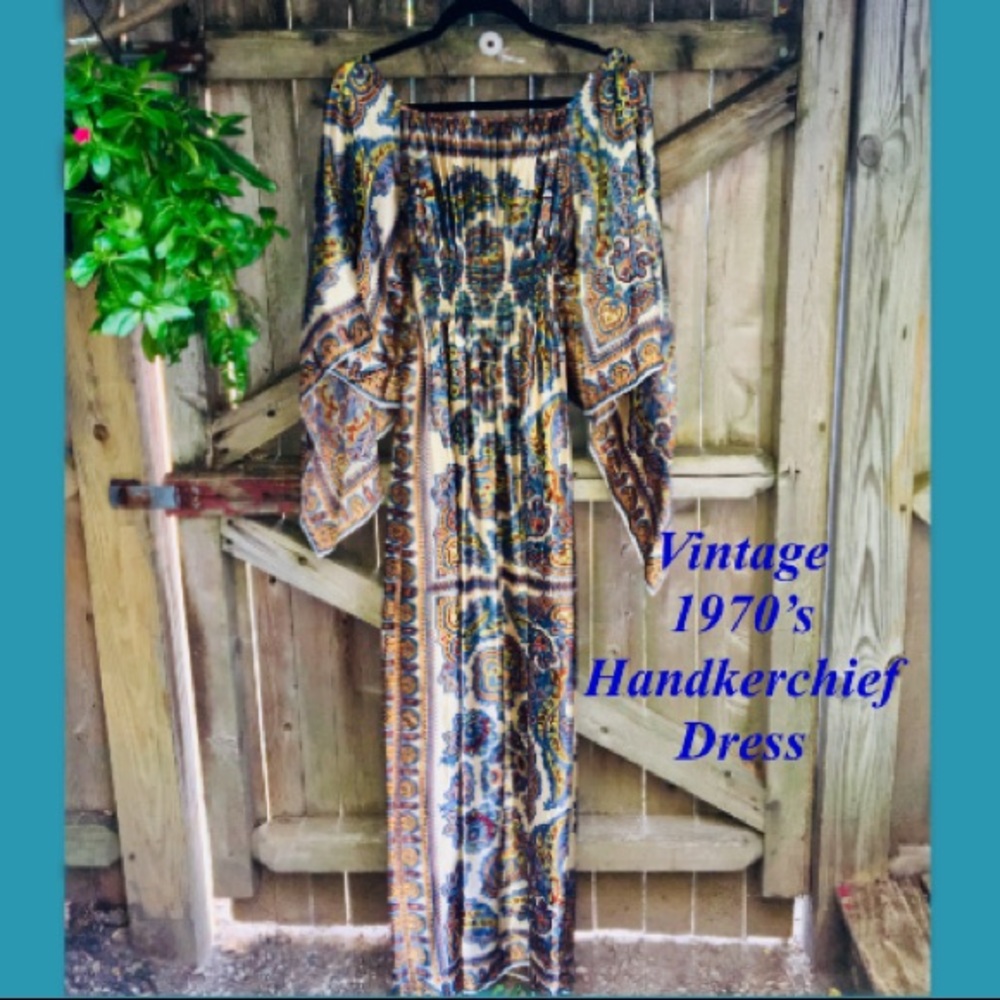 Vintage 1970’s BOHO Handmade Handkerchief Dress